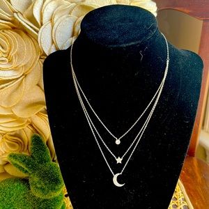 Lesa Michele Sterling Silver Celestial Triple Layer Necklace